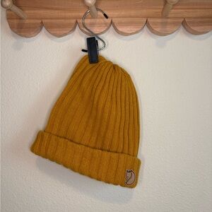 Fjallraven Ribbed Knit Beanie in Mustard Yellow